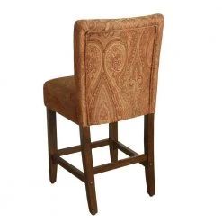 Red Gold Damask Upholstery 29 in. Bar Height Barstool by Homepop -Homepop Sales red gold damask homepop bar stools k6858 24 f765 4f 1000