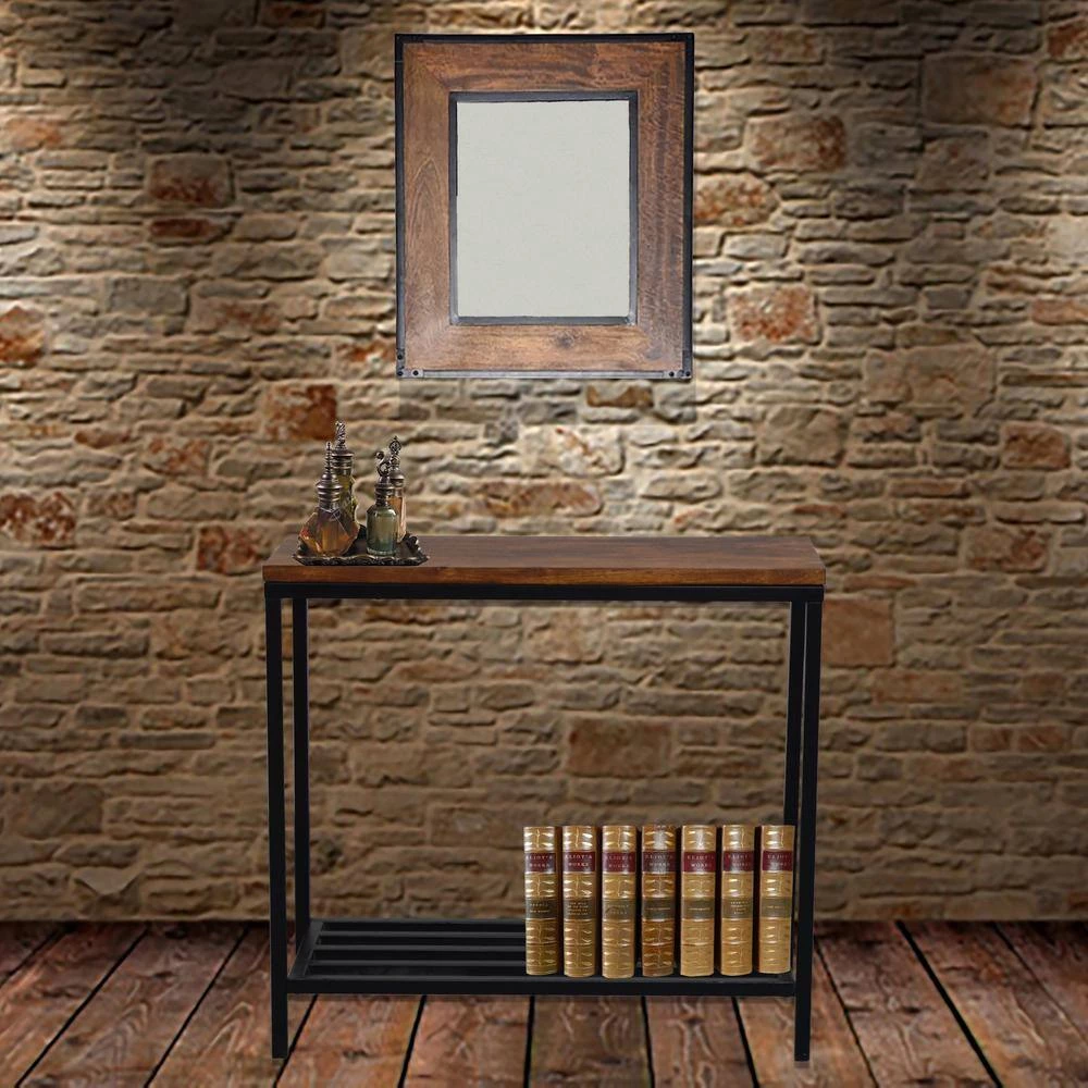 Ryan 34 in. Black/Chestnut Standard Rectangle Wood Console Table with Storage by Carolina Cottage 4 Ryan 34 in. Black/Chestnut Standard Rectangle Wood Console Table with Storage by Carolina Cottage - Image 4