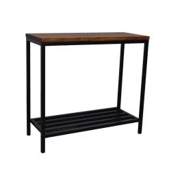 Ryan 34 in. Black/Chestnut Standard Rectangle Wood Console Table with Storage by Carolina Cottage