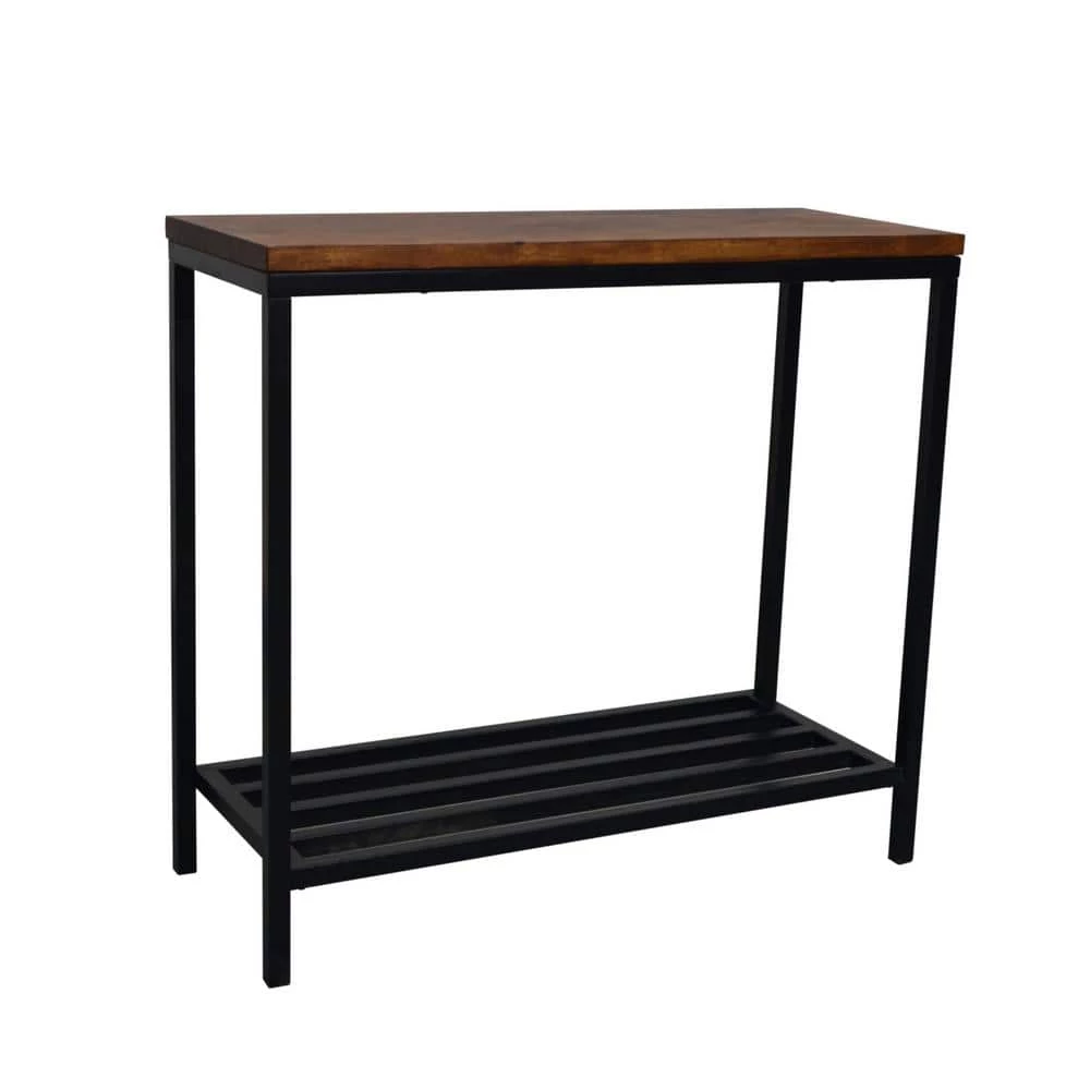Ryan 34 in. Black/Chestnut Standard Rectangle Wood Console Table with Storage by Carolina Cottage 1 Ryan 34 in. Black/Chestnut Standard Rectangle Wood Console Table with Storage by Carolina Cottage