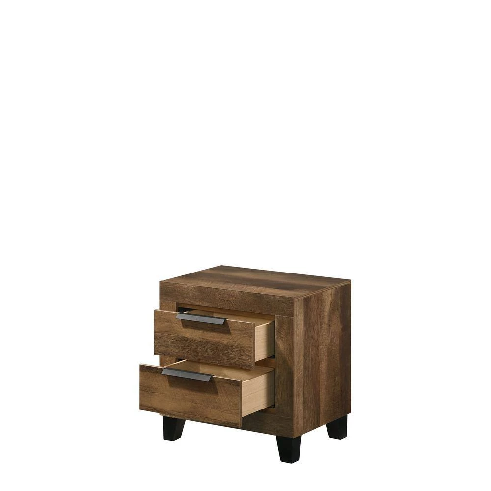 Morales Antique Oak Finish Transitional Nightstand 1-PC w/2 Drawers & Anti-Tip Kit (22"L x 15"W x 23"H) by Aoibox 2 Morales Antique Oak Finish Transitional Nightstand 1-PC w/2 Drawers & Anti-Tip Kit (22"L x 15"W x 23"H) by Aoibox - Image 2