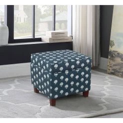 Navy and White Small Floral Cube Storage Ottoman by Homepop 17 Navy and White Small Floral Cube Storage Ottoman by Homepop -Homepop Sales small floral navy and white homepop ottomans k7342 a772 31 1000