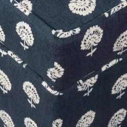 Navy and White Small Floral Cube Storage Ottoman by Homepop 14 Navy and White Small Floral Cube Storage Ottoman by Homepop -Homepop Sales small floral navy and white homepop ottomans k7342 a772 44 1000