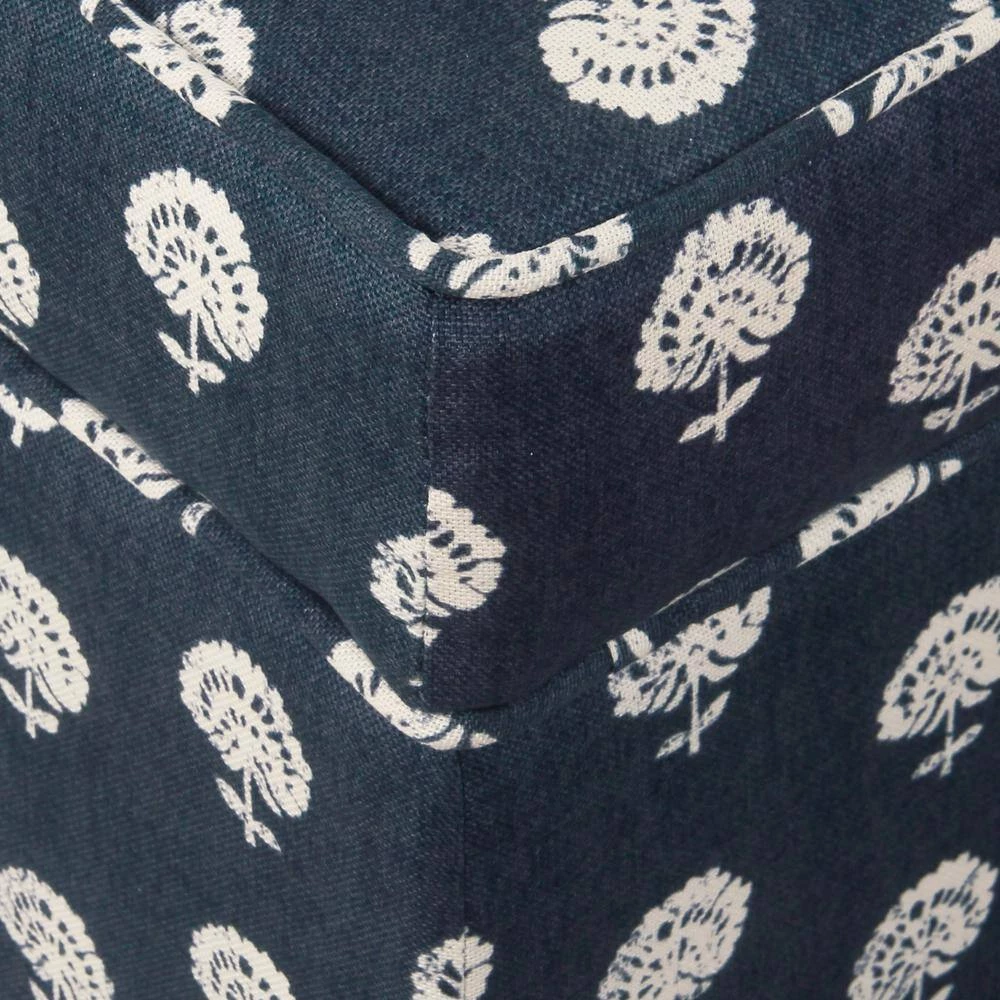 Navy and White Small Floral Cube Storage Ottoman by Homepop 6 Navy and White Small Floral Cube Storage Ottoman by Homepop - Image 6