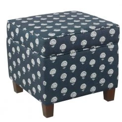 Navy and White Small Floral Cube Storage Ottoman by Homepop 11 Navy and White Small Floral Cube Storage Ottoman by Homepop -Homepop Sales small floral navy and white homepop ottomans k7342 a772 c3 1000