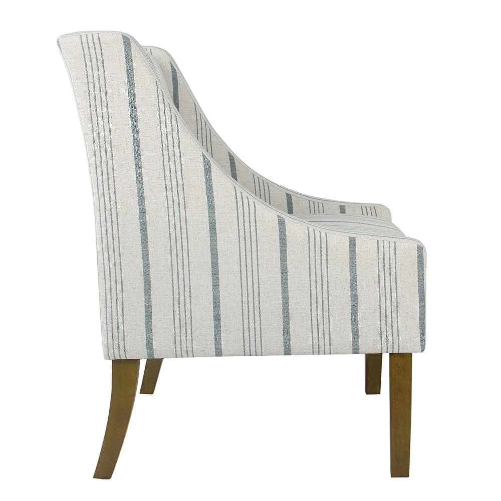 Striped Blue Calypso Poly-Linen Modern Swoop Accent Chair by Homepop 4 Striped Blue Calypso Poly-Linen Modern Swoop Accent Chair by Homepop - Image 4