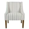 Striped Blue Calypso Poly-Linen Modern Swoop Accent Chair by Homepop