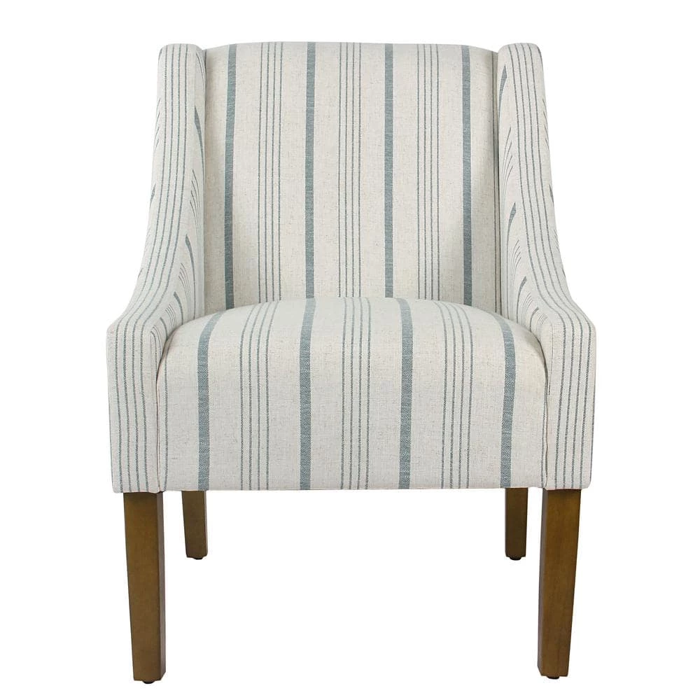 Striped Blue Calypso Poly-Linen Modern Swoop Accent Chair by Homepop 1 Striped Blue Calypso Poly-Linen Modern Swoop Accent Chair by Homepop