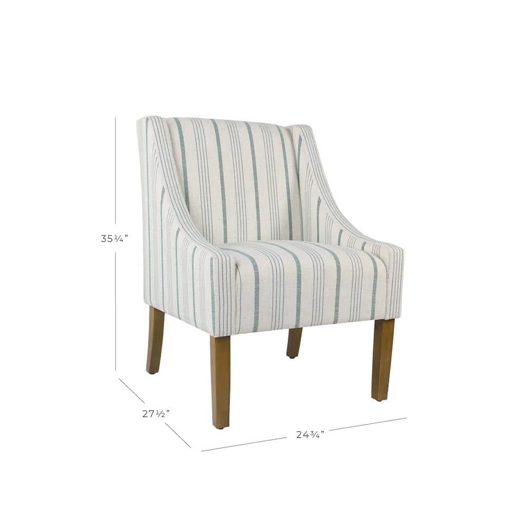 Striped Blue Calypso Poly-Linen Modern Swoop Accent Chair by Homepop 2 Striped Blue Calypso Poly-Linen Modern Swoop Accent Chair by Homepop - Image 2