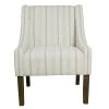Striped Dove Grey Poly-Linen Modern Swoop Accent Chair by Homepop