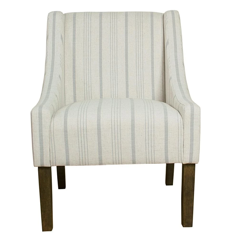 Striped Dove Grey Poly-Linen Modern Swoop Accent Chair by Homepop 1 Striped Dove Grey Poly-Linen Modern Swoop Accent Chair by Homepop