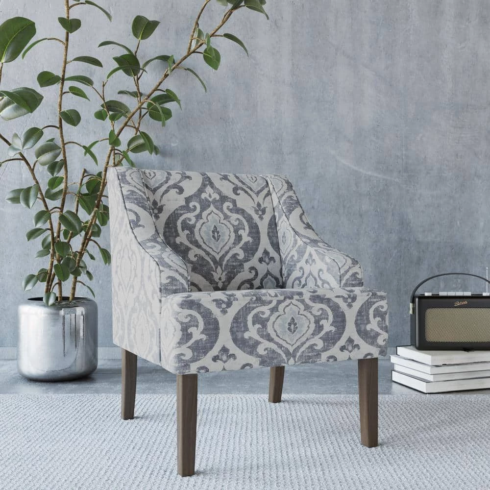 Global Damask Suri Blue Classic Swoop Accent Chair by Homepop 11 Global Damask Suri Blue Classic Swoop Accent Chair by Homepop - Image 11