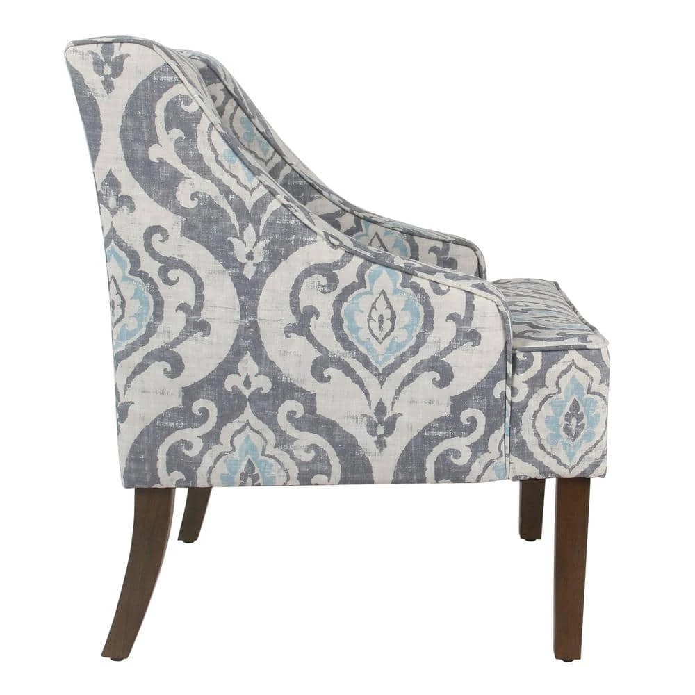 Global Damask Suri Blue Classic Swoop Accent Chair by Homepop 6 Global Damask Suri Blue Classic Swoop Accent Chair by Homepop - Image 6