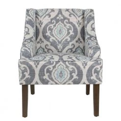Global Damask Suri Blue Classic Swoop Accent Chair by Homepop