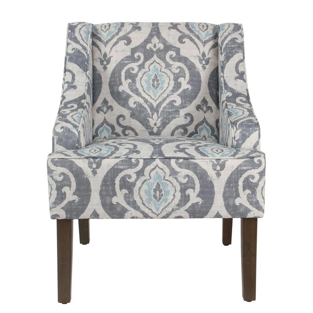 Global Damask Suri Blue Classic Swoop Accent Chair by Homepop 1 Global Damask Suri Blue Classic Swoop Accent Chair by Homepop