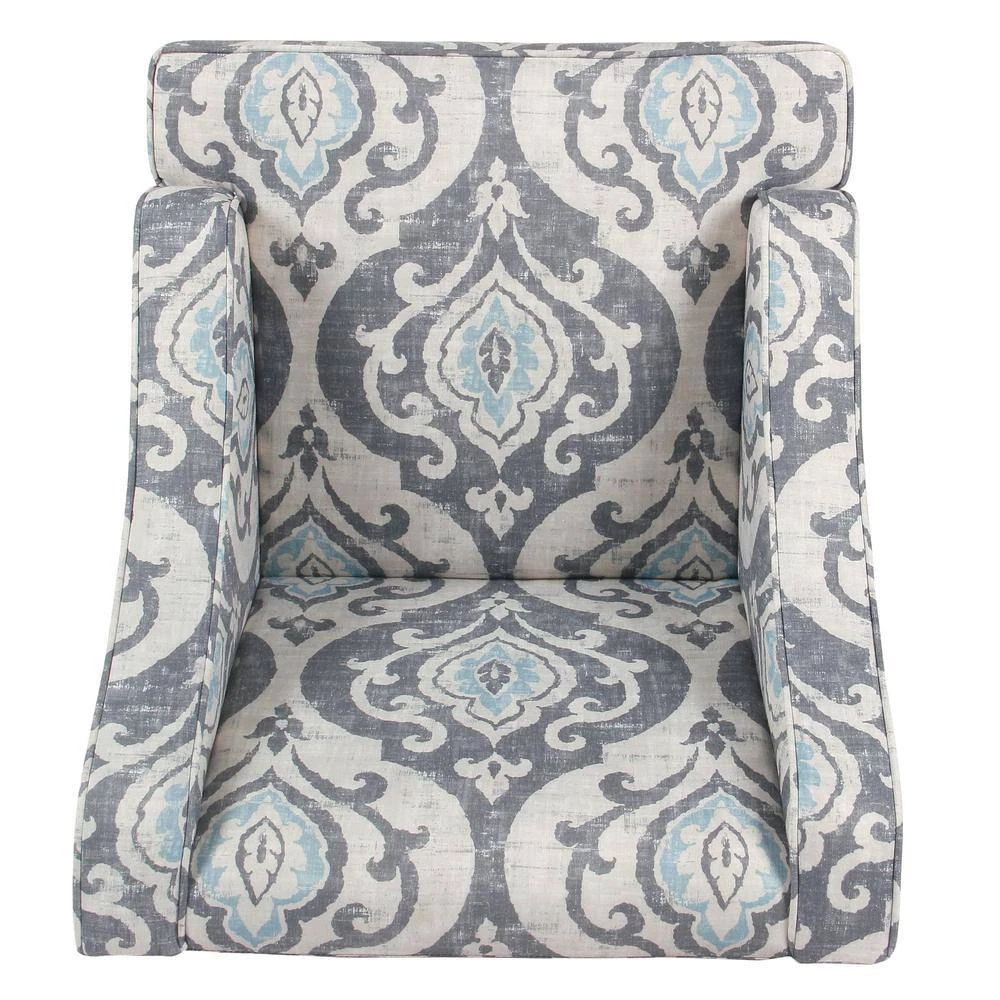 Global Damask Suri Blue Classic Swoop Accent Chair by Homepop 4 Global Damask Suri Blue Classic Swoop Accent Chair by Homepop - Image 4