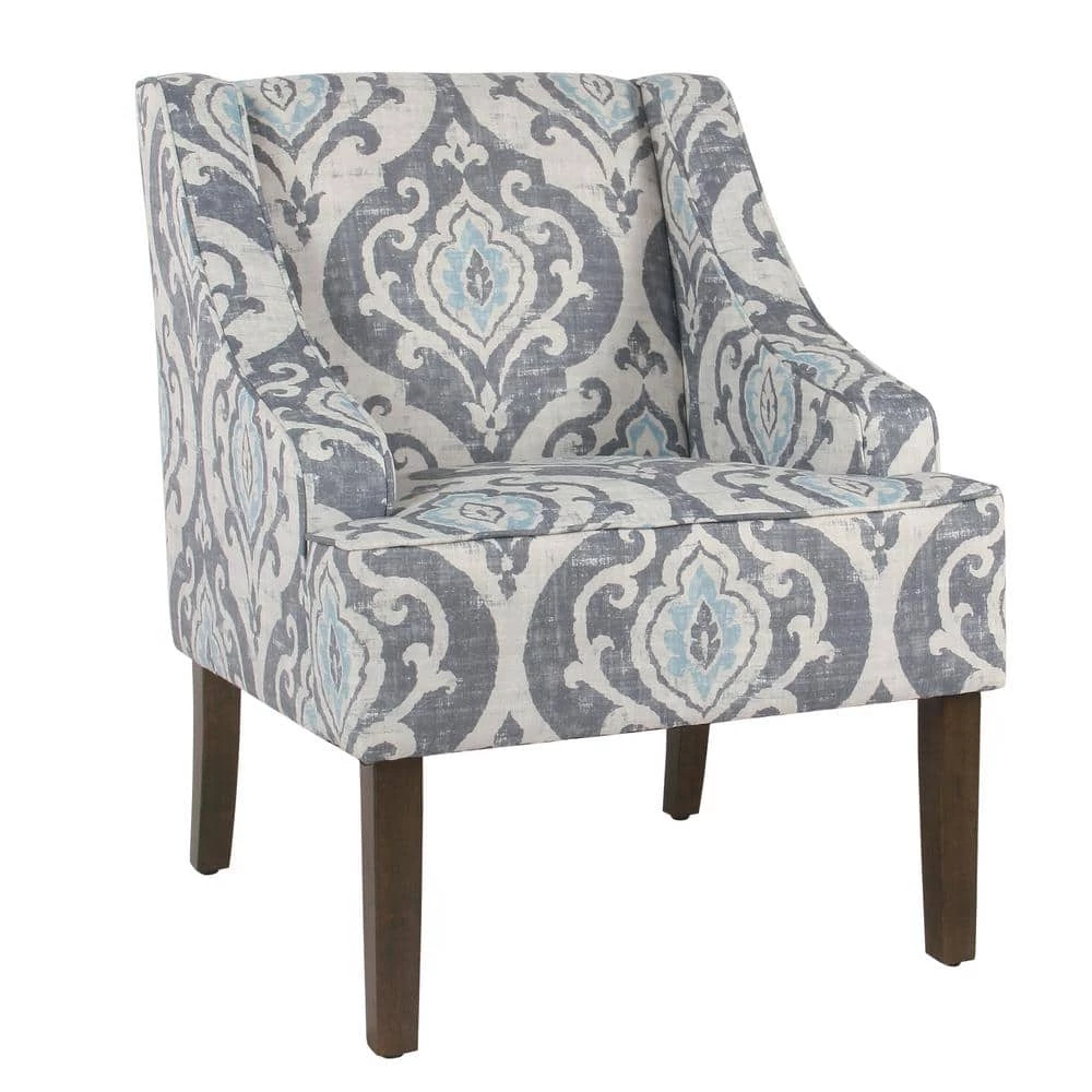 Global Damask Suri Blue Classic Swoop Accent Chair by Homepop 5 Global Damask Suri Blue Classic Swoop Accent Chair by Homepop - Image 5