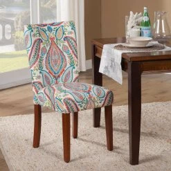 Parsons Classic Multi-Color Paisley Dining Chairs (Set of 2) by Homepop 23 Parsons Classic Multi-Color Paisley Dining Chairs (Set of 2) by Homepop -Homepop Sales suzani pattern of teal and orange over a cream homepop dining chairs k6805 a727 31 1000