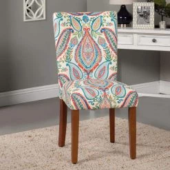 Parsons Classic Multi-Color Paisley Dining Chairs (Set of 2) by Homepop 21 Parsons Classic Multi-Color Paisley Dining Chairs (Set of 2) by Homepop -Homepop Sales suzani pattern of teal and orange over a cream homepop dining chairs k6805 a727 fa 1000