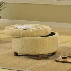 Tan and Cream Tweed Round Button Tufted Storage Ottoman by Homepop 13 Tan and Cream Tweed Round Button Tufted Storage Ottoman by Homepop -Homepop Sales tan and cream tweed homepop ottomans n8264 f1077 31 1000