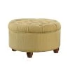 Tan and Cream Tweed Round Button Tufted Storage Ottoman by Homepop