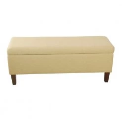 Luxury Tan Woven Storage Bench 18 in. Height x 46 in. Width x 16 in. Depth by Homepop