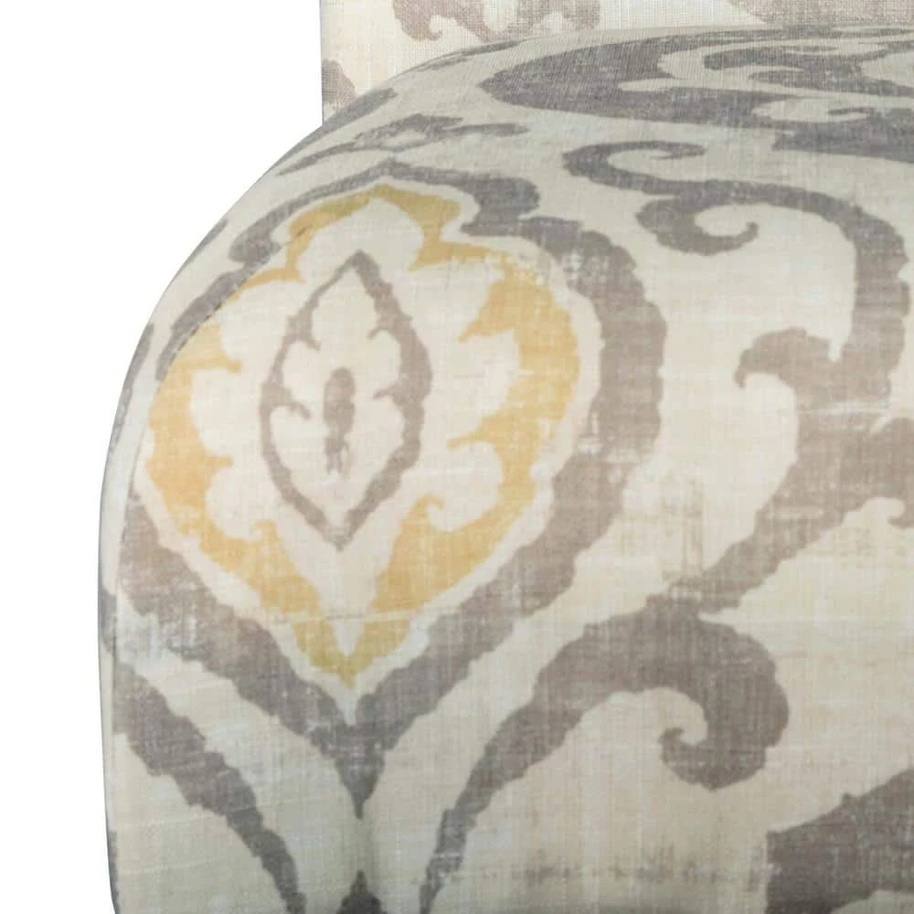 Suri Tan, Yellow, and Cream Damask Upholstery 24 in. Counter Height Barstool by Homepop 6 Suri Tan, Yellow, and Cream Damask Upholstery 24 in. Counter Height Barstool by Homepop - Image 6