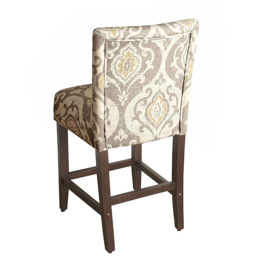 Suri Tan, Yellow, and Cream Damask Upholstery 24 in. Counter Height Barstool by Homepop 5 Suri Tan, Yellow, and Cream Damask Upholstery 24 in. Counter Height Barstool by Homepop - Image 5