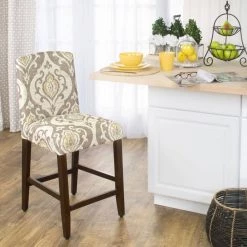 Suri Curvedless 24 in. Multi Bar Stool by Homepop 7 Suri Curvedless 24 in. Multi Bar Stool by Homepop -Homepop Sales tan yellow and cream damask homepop bar stools k7576 24 a793 31 1000