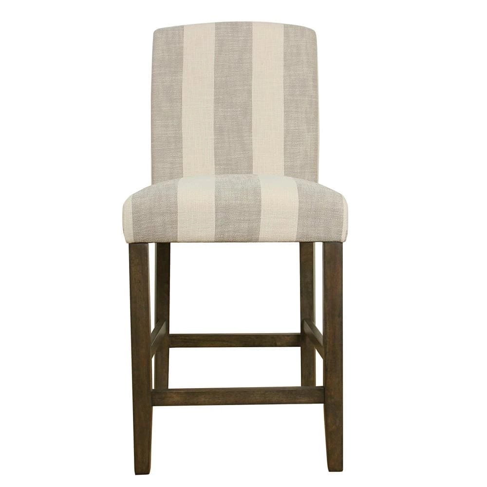 Curved Back 40 in. Taupe and Cream Awning Stripe High Back Wood 25 in. Bar Stool by Homepop 1 Curved Back 40 in. Taupe and Cream Awning Stripe High Back Wood 25 in. Bar Stool by Homepop