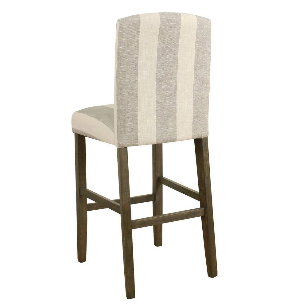 Curved Back 43.25 in Taupe and Cream Awning Stripe High Back Wood 30.5 in. Bar Stool by Homepop 5 Curved Back 43.25 in Taupe and Cream Awning Stripe High Back Wood 30.5 in. Bar Stool by Homepop - Image 5
