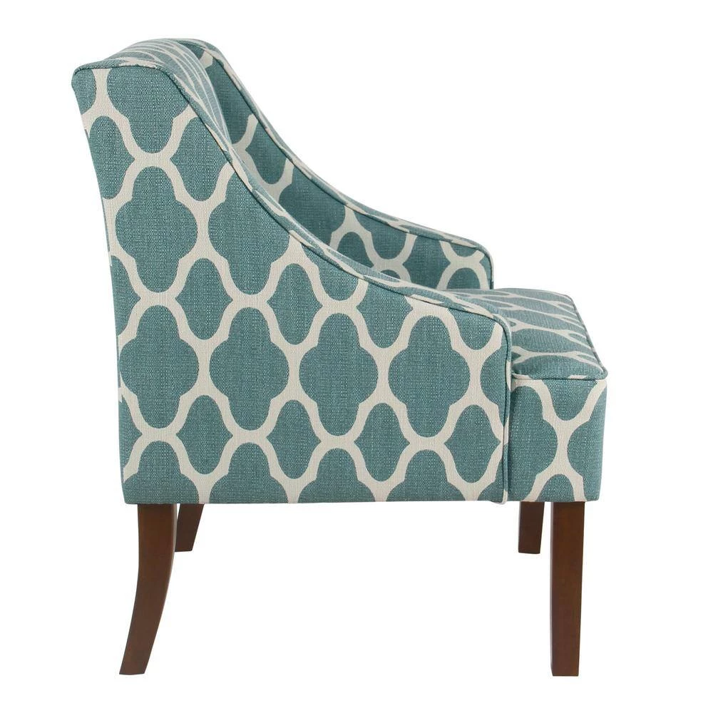 Geometric Light Teal Classic Swoop Arm Chair by Homepop 6 Geometric Light Teal Classic Swoop Arm Chair by Homepop - Image 6