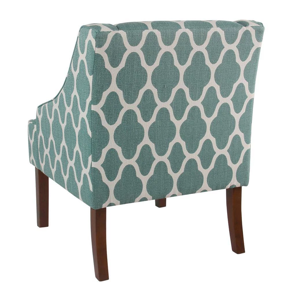 Geometric Light Teal Classic Swoop Arm Chair by Homepop 5 Geometric Light Teal Classic Swoop Arm Chair by Homepop - Image 5