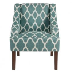 Geometric Light Teal Classic Swoop Arm Chair by Homepop
