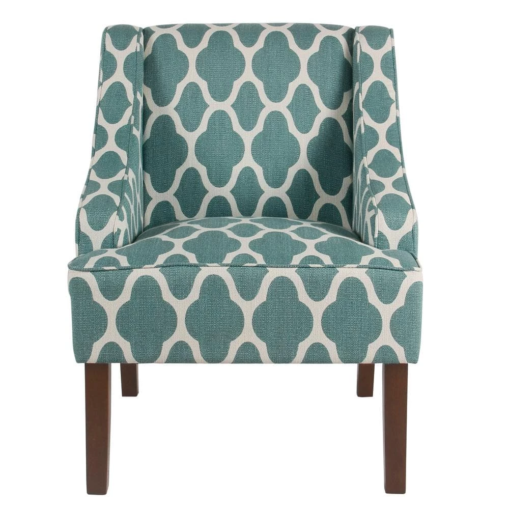 Geometric Light Teal Classic Swoop Arm Chair by Homepop 1 Geometric Light Teal Classic Swoop Arm Chair by Homepop