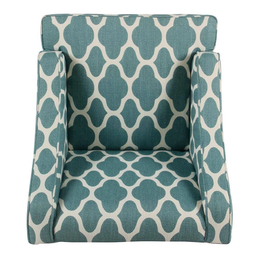 Geometric Light Teal Classic Swoop Arm Chair by Homepop 3 Geometric Light Teal Classic Swoop Arm Chair by Homepop - Image 3