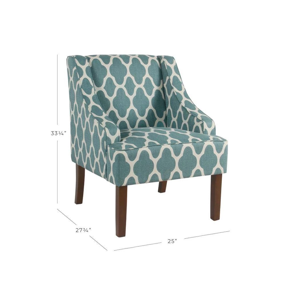 Geometric Light Teal Classic Swoop Arm Chair by Homepop 2 Geometric Light Teal Classic Swoop Arm Chair by Homepop - Image 2
