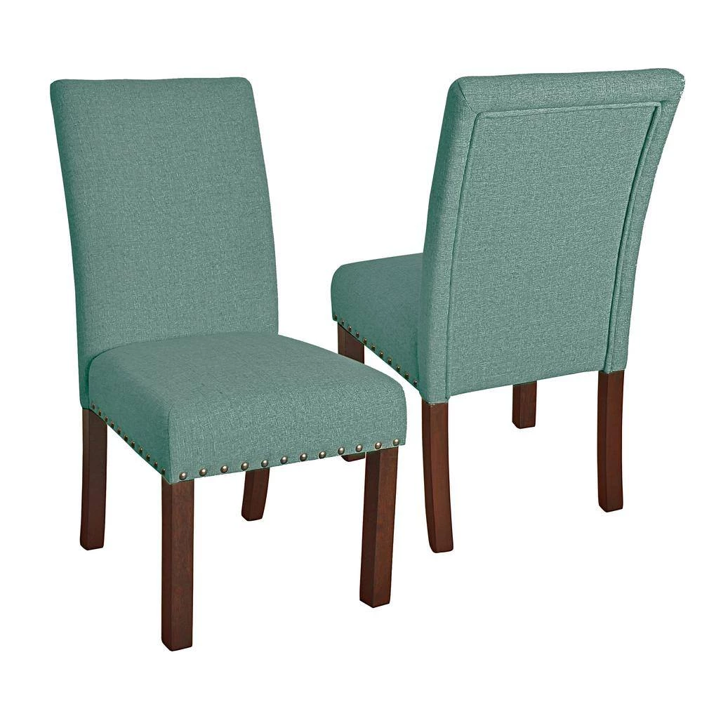 Parsons 4-Button Teal Tufted Aqua Textured Parson Chairs (Set of 2) by Homepop 6 Parsons 4-Button Teal Tufted Aqua Textured Parson Chairs (Set of 2) by Homepop - Image 6