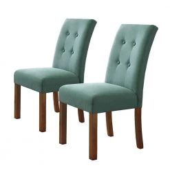 Parsons 4-Button Teal Tufted Aqua Textured Parson Chairs (Set of 2) by Homepop