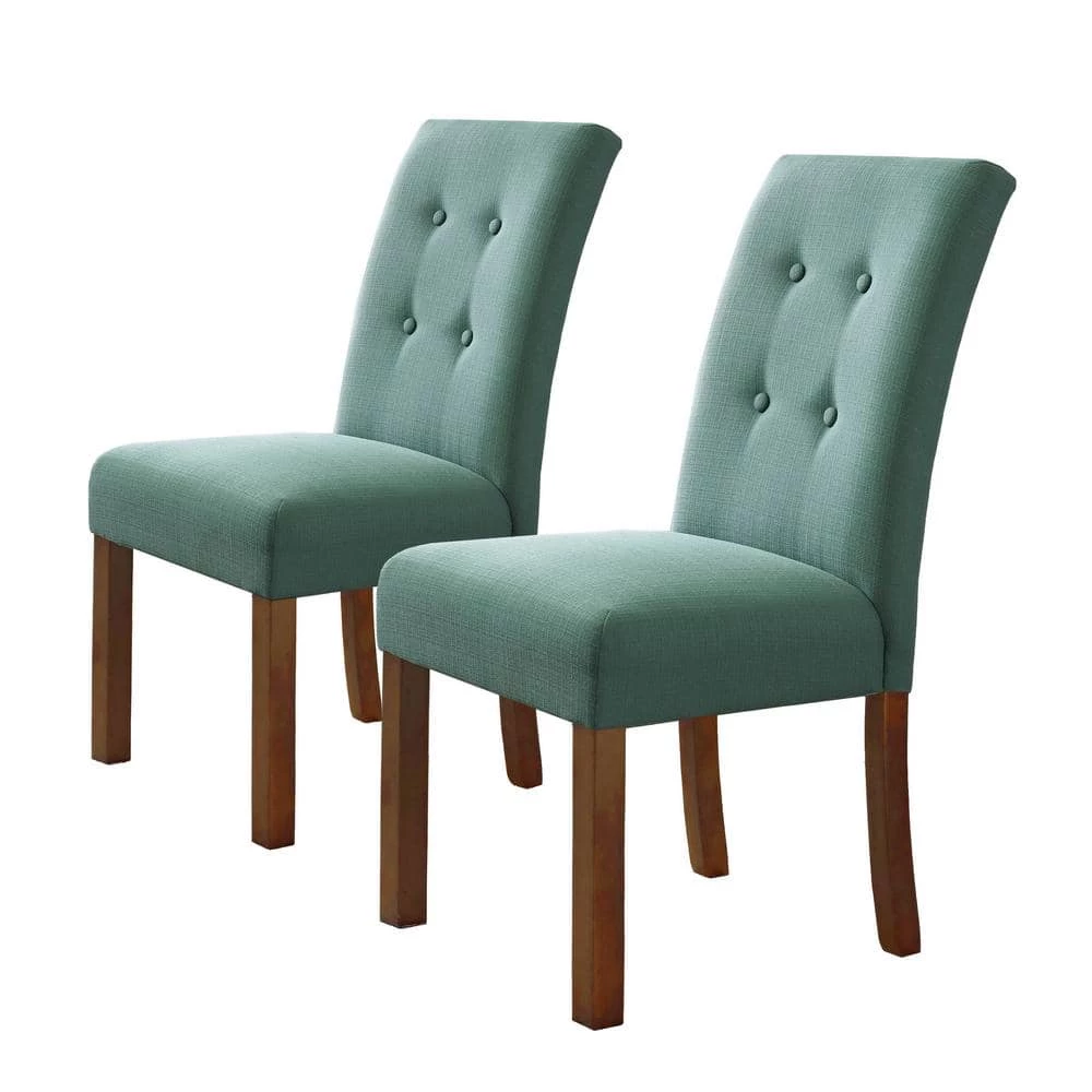 Parsons 4-Button Teal Tufted Aqua Textured Parson Chairs (Set of 2) by Homepop 1 Parsons 4-Button Teal Tufted Aqua Textured Parson Chairs (Set of 2) by Homepop