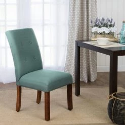 Parsons 4-Button Teal Tufted Aqua Textured Parson Chairs (Set of 2) by Homepop 15 Parsons 4-Button Teal Tufted Aqua Textured Parson Chairs (Set of 2) by Homepop -Homepop Sales teal homepop dining chairs k6378 f1374 77 1000