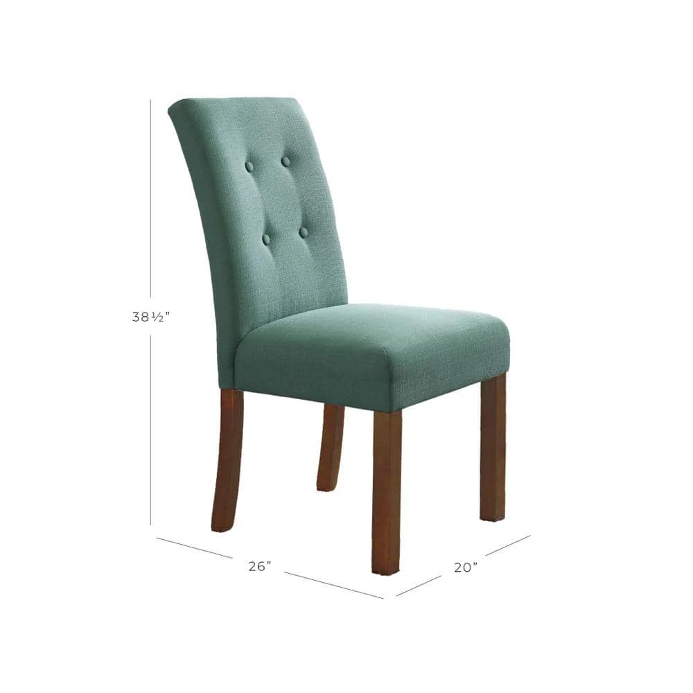 Parsons 4-Button Teal Tufted Aqua Textured Parson Chairs (Set of 2) by Homepop 2 Parsons 4-Button Teal Tufted Aqua Textured Parson Chairs (Set of 2) by Homepop - Image 2