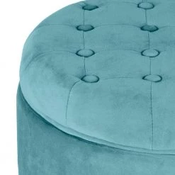 Teal Velvet Tufted Round Ottoman with Storage 18 in. H x 19 in. W by Homepop 15 Teal Velvet Tufted Round Ottoman with Storage 18 in. H x 19 in. W by Homepop -Homepop Sales teal homepop ottomans k6171 b122 1f 1000