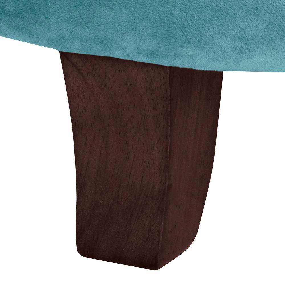 Teal Velvet Tufted Round Ottoman with Storage 18 in. H x 19 in. W by Homepop 8 Teal Velvet Tufted Round Ottoman with Storage 18 in. H x 19 in. W by Homepop - Image 8