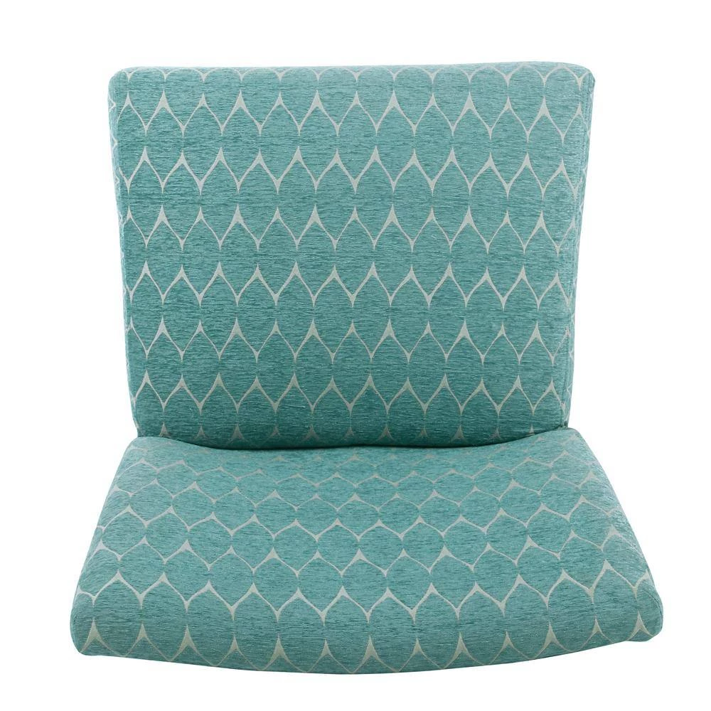 Parker Textured Teal Modern Geo Pattern with Matching Lumbar Pillow Accent Chair by Homepop 4 Parker Textured Teal Modern Geo Pattern with Matching Lumbar Pillow Accent Chair by Homepop - Image 4