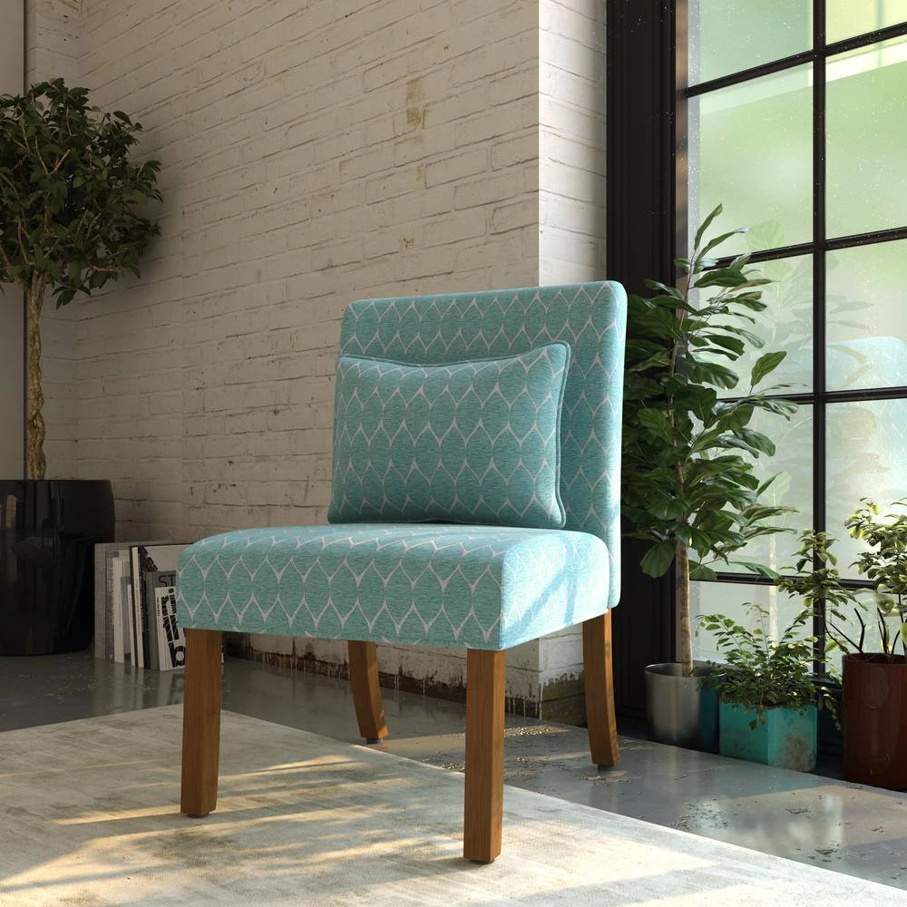 Parker Textured Teal Modern Geo Pattern with Matching Lumbar Pillow Accent Chair by Homepop 7 Parker Textured Teal Modern Geo Pattern with Matching Lumbar Pillow Accent Chair by Homepop - Image 7