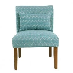 Parker Textured Teal Modern Geo Pattern with Matching Lumbar Pillow Accent Chair by Homepop