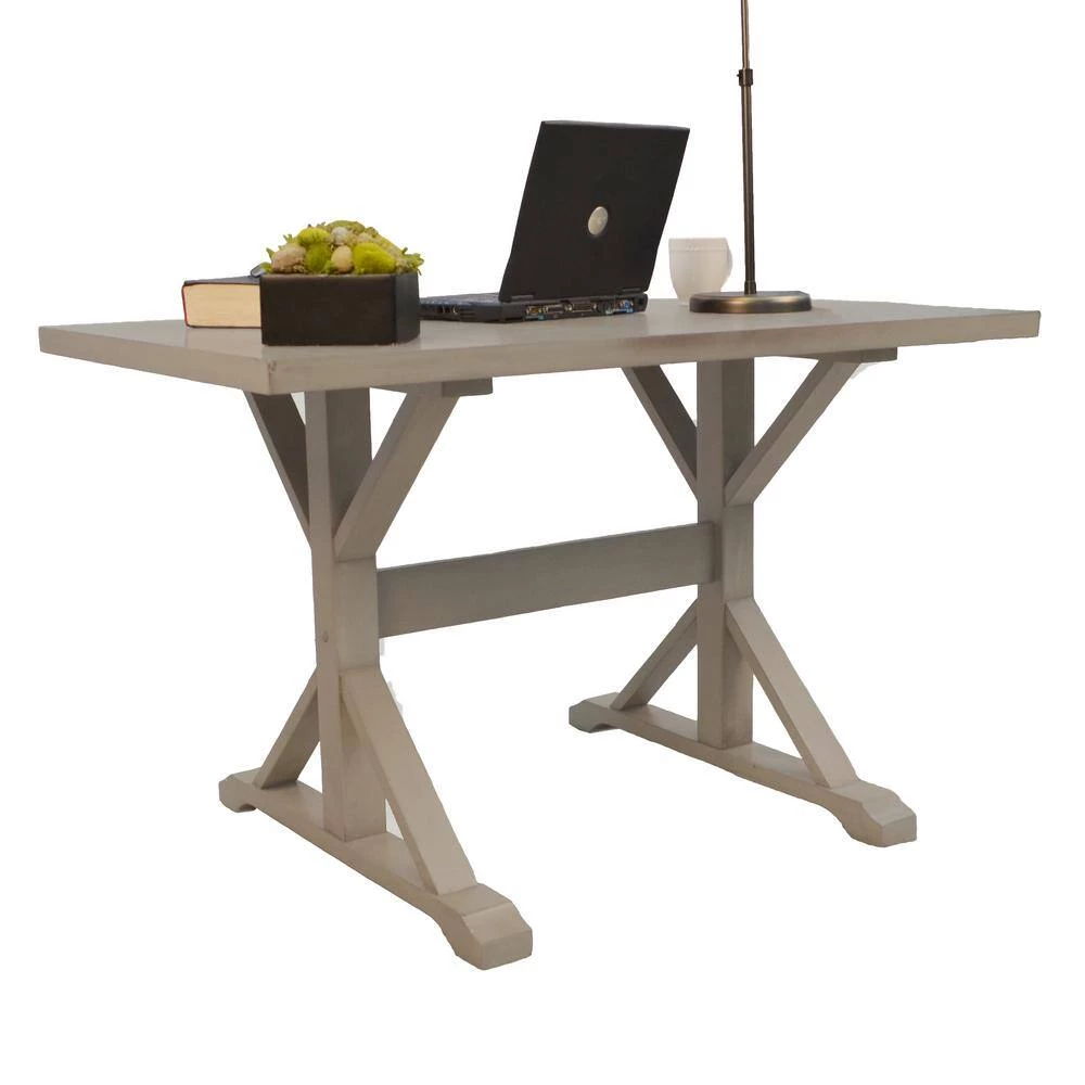 48 in. Rectangular Weathered Gray Writing Desks with Trestle Base by Carolina Cottage 2 48 in. Rectangular Weathered Gray Writing Desks with Trestle Base by Carolina Cottage - Image 2