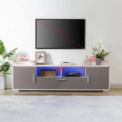63 in. W x 14 in. D x 16 in. H White+Gray Modern TV Stand with LED Lights Fit up to 65 inch TV by Aoibox 27 63 in. W x 14 in. D x 16 in. H White+Gray Modern TV Stand with LED Lights Fit up to 65 inch TV by Aoibox -Homepop Sales white and gray aoibox tv stands snmx129 31 1000