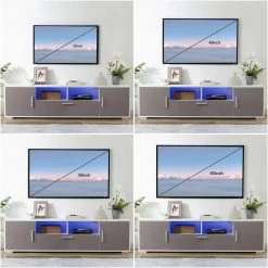 63 in. W x 14 in. D x 16 in. H White+Gray Modern TV Stand with LED Lights Fit up to 65 inch TV by Aoibox 21 63 in. W x 14 in. D x 16 in. H White+Gray Modern TV Stand with LED Lights Fit up to 65 inch TV by Aoibox -Homepop Sales white and gray aoibox tv stands snmx129 c3 1000